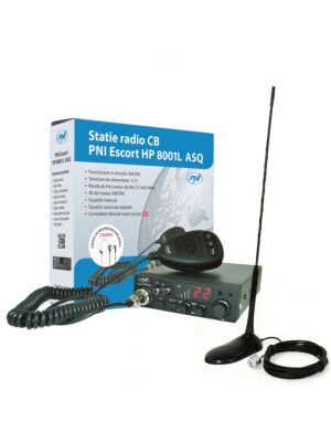 Kit Statie radio CB PNI ESCORT HP 8001L ASQ + Casti HS81L + Antena CB PNI Extra 45 cu magnet