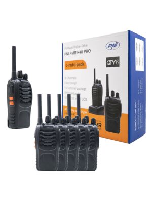 Kit 6 statii radio portabile PNI PMR R40 PRO acumulatori, incarcatoare si casti incluse