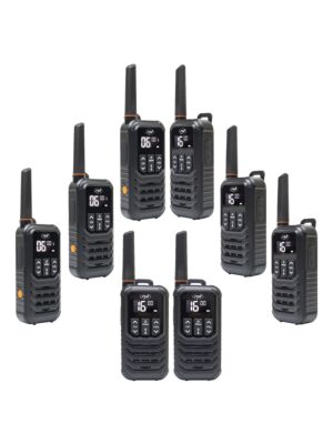 Kit 8 statii radio portabile PNI PMR R80 PRO 0.5W, 16 canale, Waterproof IP67, cu lanterna LED, buton SOS, VOX, USB-C