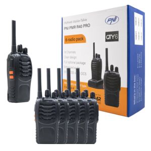 Kit 6 statii radio portabile PNI PMR R40 PRO acumulatori, incarcatoare si casti incluse
