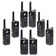 Kit 8 statii radio portabile PNI PMR R80 PRO 0.5W, 16 canale, Waterproof IP67, cu lanterna LED, buton SOS, VOX, USB-C
