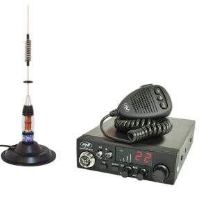 Pachet statie radio CB PNI ESCORT HP 8024 ASQ, 12-24 V, 40 canale,4W + Antena CB PNI ML70 cu magnet